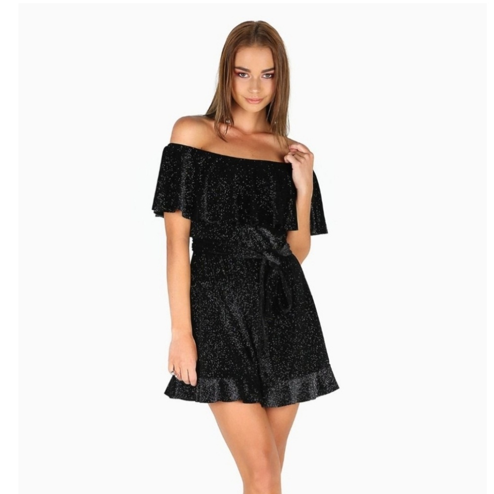BM all that glitters velvet flouncy playsuit
